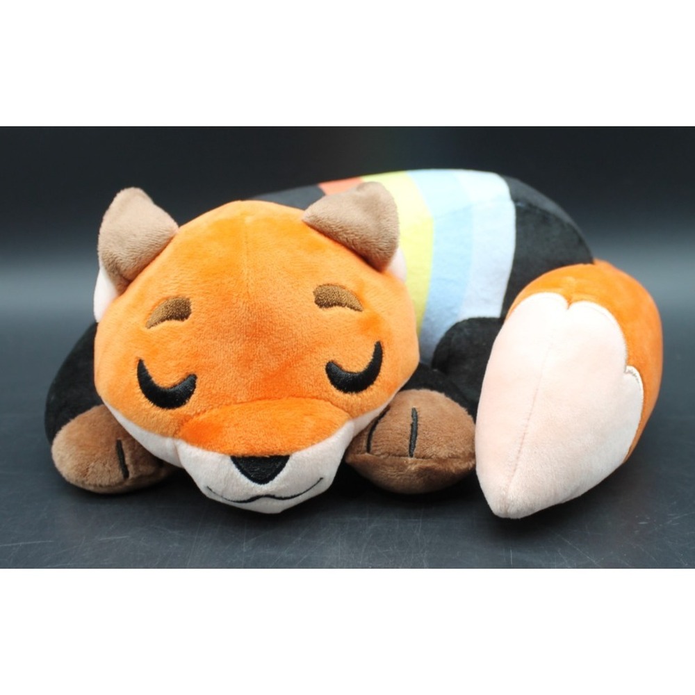Youtooz Fundy Sleeping Fox Plush Orange Black Rainbow Tail Stuffed Animal 9in